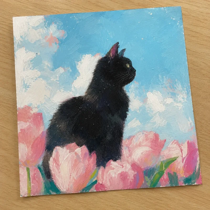 Acrylic cat painting example