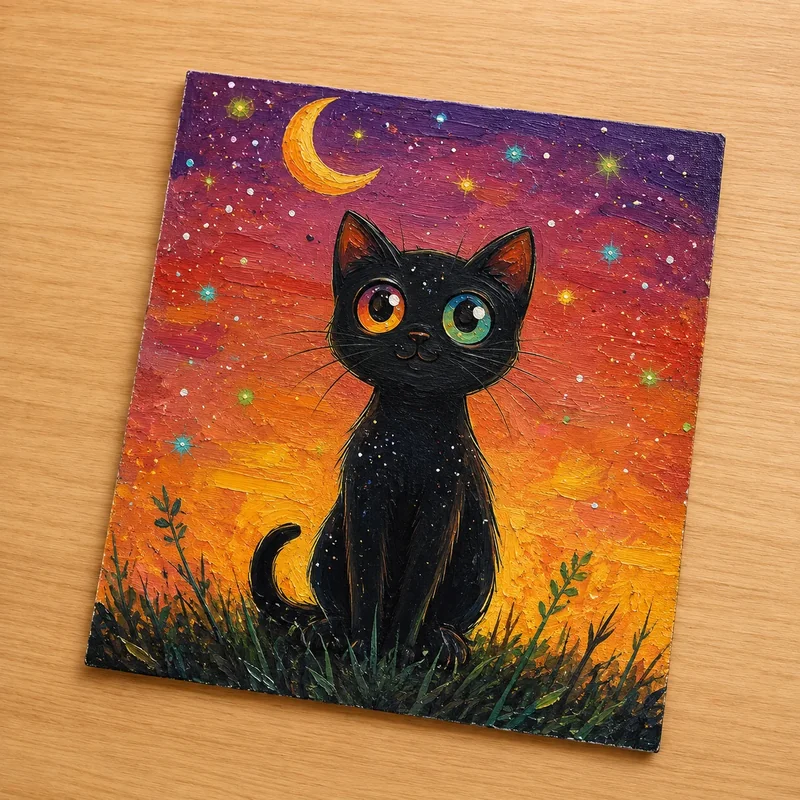 Acrylic cat painting example