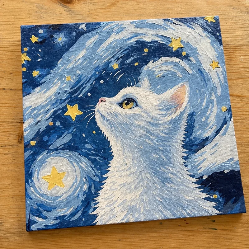 Acrylic cat painting 5
