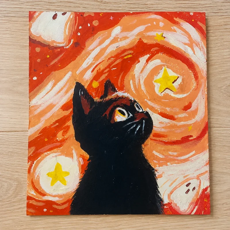 Acrylic cat painting 6