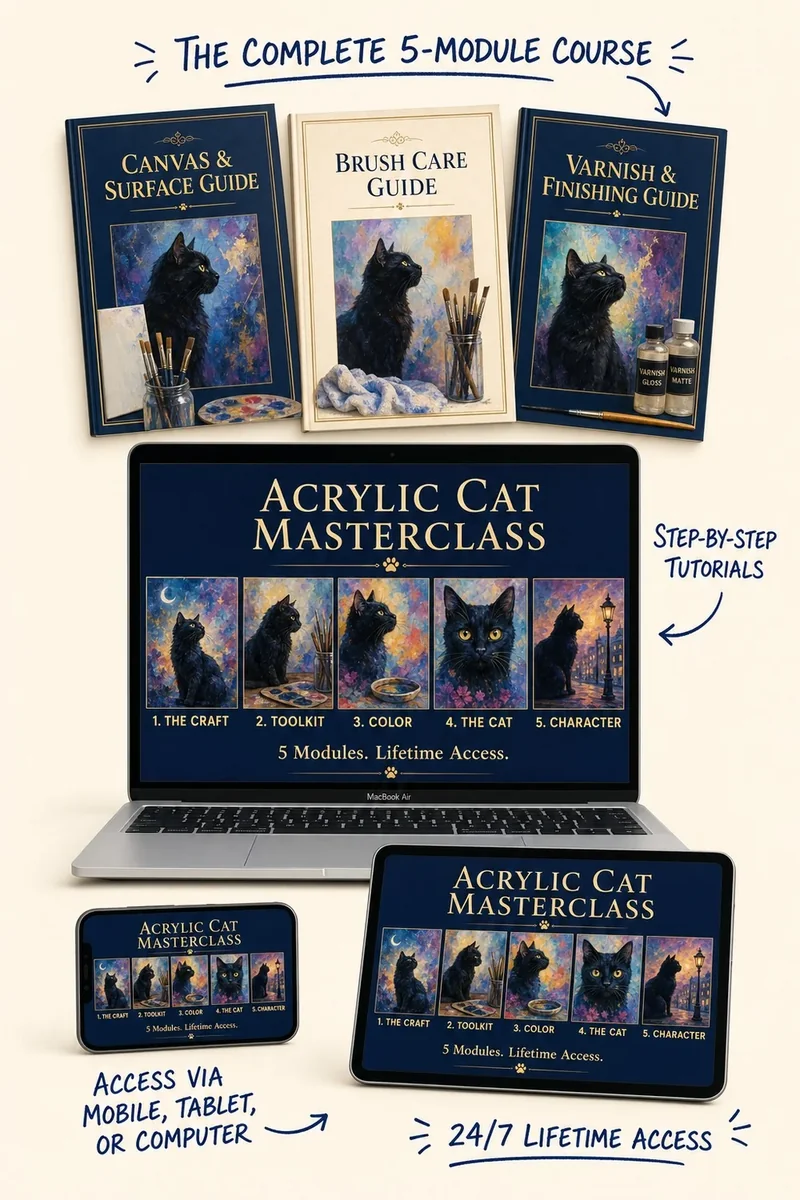 Everything included in the Acrylic Cat Masterclass